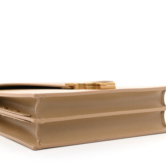 {SAINT LAURENT} Grain De Poudre Monogram Cassandra Clasp Bag - Crossbody - Latte - Picture 3 of 5